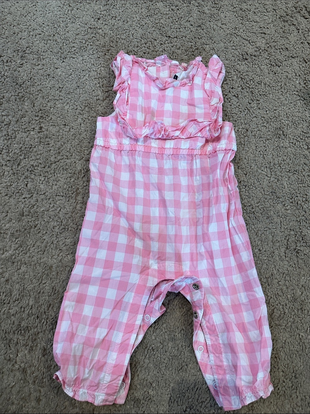 Janie and Jack Pink Gingham Ruffle Romper 3-6m